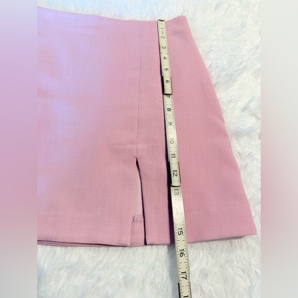 Anthropologie Maeve Tailored Mini Skirt Pink Size 6 NWT | Side Slit Mini Skirt - Picture 7 of 11